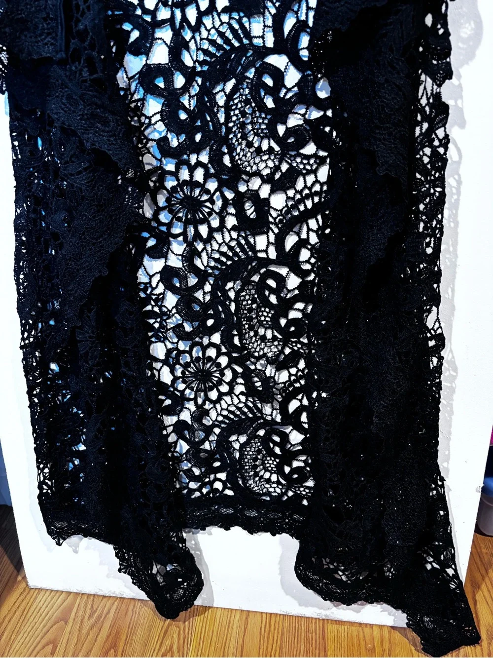 Black Lace Open-Front Women's Cardigan Sweater